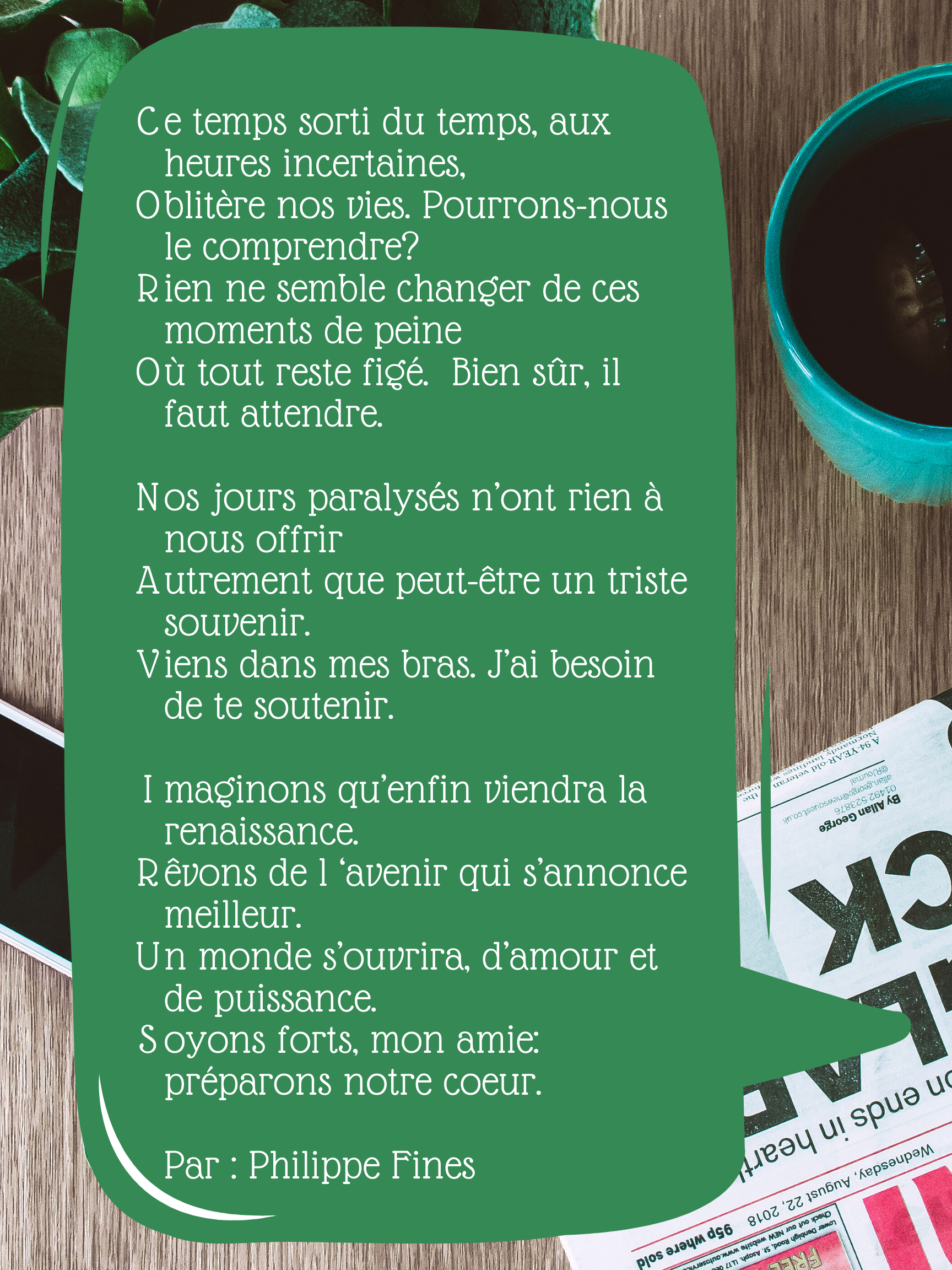 Series Speciales Un Poeme Acrostiche Par Philippe Fines Table De Quartier Peter Mcgill